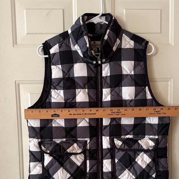 Woolrich Buffalo Check Plaid Black & White Down Quilted Vest Full Zip Size L - Picture 8 of 9
